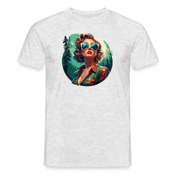 Rockabilly / Pin-up Girl / Girl Power / 50s - Men's T-Shirt - heather grey - Front - AI Model Male 178 dark (178cm)