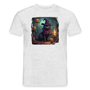 Manuel de la sorcière / grimoire / Halloween / automne - T-shirt homme - gris chiné - Devant - AI Model Male 178 dark (178cm)