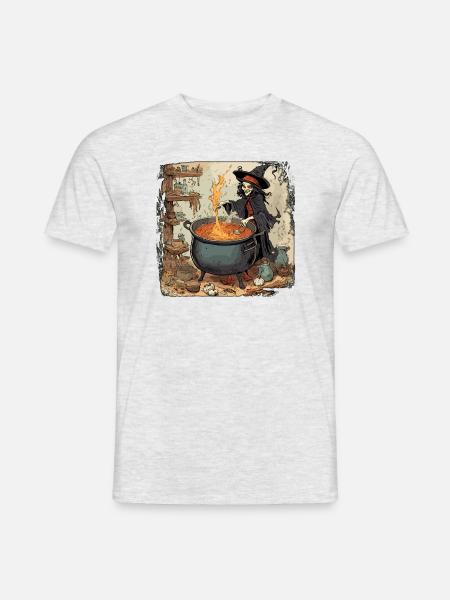 Hexenhandbuch / Zauberbuch / Halloween / Herbst - Männer T-Shirt - Grau meliert