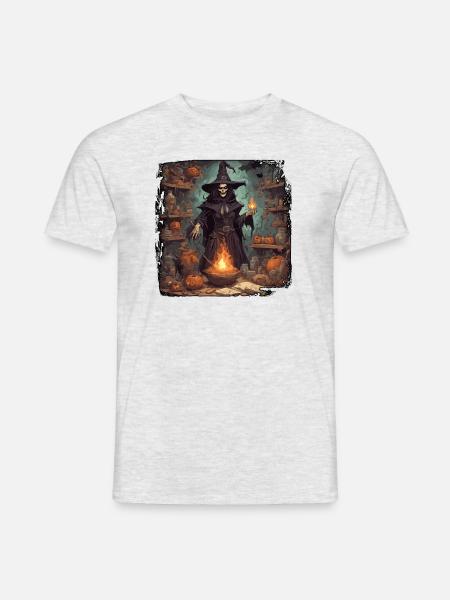 Hexenhandbuch / Zauberbuch / Halloween / Herbst - Männer T-Shirt - Grau meliert