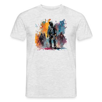 Apocalypse / Weltuntergang / Zerstörung / Anarchie - Männer T-Shirt - Grau meliert - Vorne - AI Model Male 178 dark (178cm)