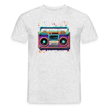 Radio / Analogique / Musique / Fréquence / Haut-parleurs - T-shirt homme - gris chiné - Devant - AI Model Male 178 dark (178cm)