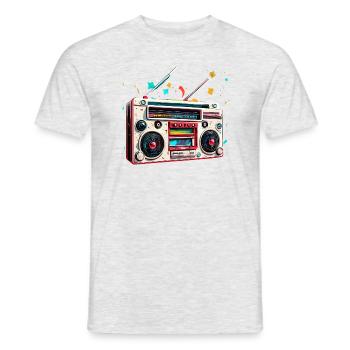 Radio / Analogique / Musique / Fréquence / Haut-parleurs - T-shirt homme - gris chiné - Devant - AI Model Male 178 dark (178cm)