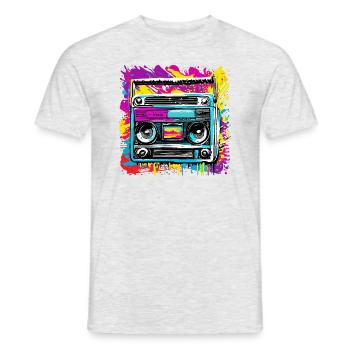Radio / Analogique / Musique / Fréquence / Haut-parleurs - T-shirt homme - gris chiné - Devant - AI Model Male 178 dark (178cm)