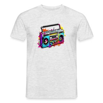 Radio / Analogique / Musique / Fréquence / Haut-parleurs - T-shirt homme - gris chiné - Devant - AI Model Male 178 dark (178cm)