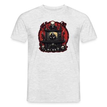 TV / Télévision / Analogique / Tube TV / Rétro - T-shirt homme - gris chiné - Devant - AI Model Male 178 dark (178cm)