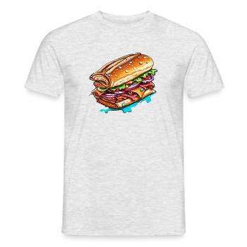Sandwich / Sandwich / Nourriture / Épicerie - T-shirt homme - gris chiné - Devant - AI Model Male 178 dark (178cm)
