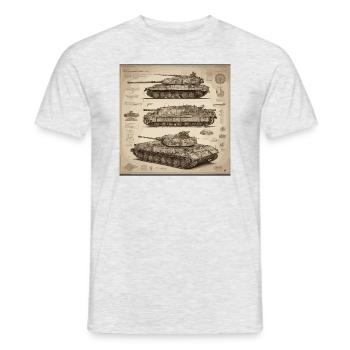 Blueprint / Sepia / Vintage / Retro / Robot - Men's T-Shirt - heather grey - Front - AI Model Male 178 dark (178cm)