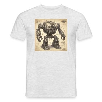 Blueprint / Sepia / Vintage / Retro / Robot - Men's T-Shirt - heather grey - Front - AI Model Male 178 dark (178cm)