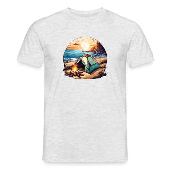 Wald / Wild / Zelt / Wildnis / Bäume / Life - Männer T-Shirt - Grau meliert - Vorne - AI Model Male 178 dark (178cm)