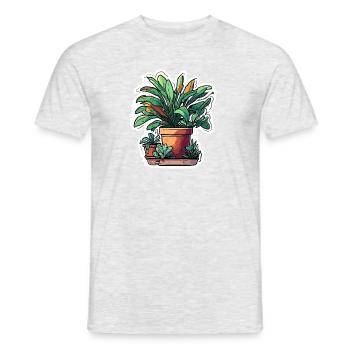 Plante d’intérieur / Plante en pot / Décoration / Pot - T-shirt homme - gris chiné - Devant - AI Model Male 178 dark (178cm)