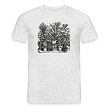 Plante d’intérieur / Plante en pot / Décoration / Pot - T-shirt homme - gris chiné - Devant - AI Model Male 178 dark (178cm)