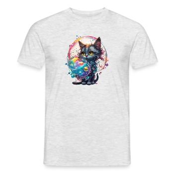 Animal dans une bulle de savon / enfantin / mignon / souris - T-shirt homme - gris chiné - Devant - AI Model Male 178 dark (178cm)