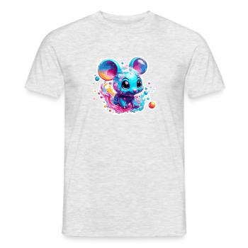 Animal dans la bulle de savon / enfantin / mignon / souris - T-shirt homme - gris chiné - Devant - AI Model Male 178 dark (178cm)