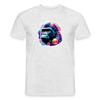 Animal dans une bulle de savon / enfantin / mignon / gorille - T-shirt homme - gris chiné - Devant - AI Model Male 178 dark (178cm)