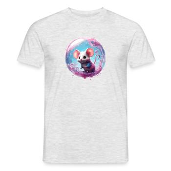 Animal dans une bulle de savon / enfantin / mignon / souris - T-shirt homme - gris chiné - Devant - AI Model Male 178 dark (178cm)