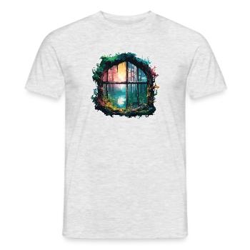 Window in the Forest / Trees / View / Wilderness - Men's T-Shirt - heather grey - Front - AI Model Male 178 dark (178cm)