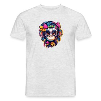 Cute Monkey / Monkey Girl / Cute / Hair Bow - Men's T-Shirt - heather grey - Front - AI Model Male 178 dark (178cm)