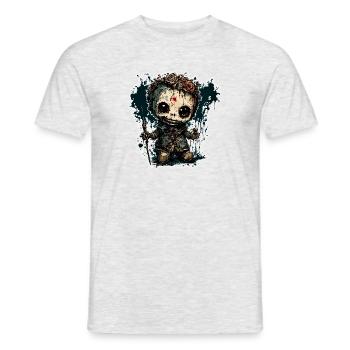 Poupée d’horreur / Halloween / Effrayant / Sombre - T-shirt homme - gris chiné - Devant - AI Model Male 178 dark (178cm)