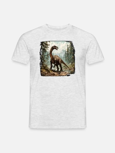 Dinosaurier / Tier / Urzeit / Reptil / Jungs - Männer T-Shirt - Grau meliert