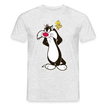 Looney Tunes Sylvester And Tweety Pose - Men's T-Shirt - heather grey - Front - AI Model Male 178 dark (178cm)