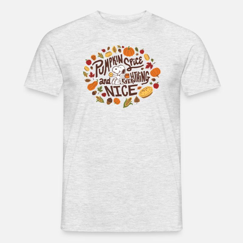 Peanuts Design Herbst Mit Spruch Und Snoopy - Männer T-Shirt - Grau meliert