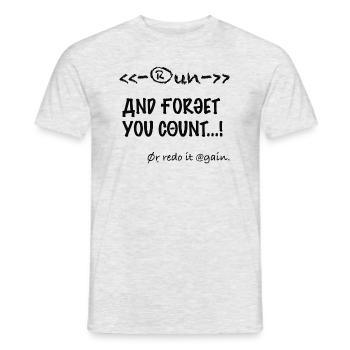 Courez et oubliez que vous le comptez... ! - T-shirt homme - gris chiné - Devant - AI Model Male 178 dark (178cm)