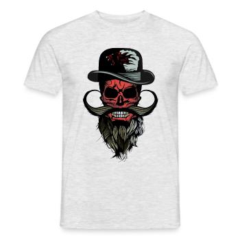 head of death hipster hat panther bearded mustache - Men's T-Shirt - heather grey - Front - AI Model Male 178 dark (178cm)