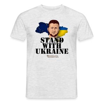 Alaska Ukraine Unterstützer T-Shirt Design - Männer T-Shirt - Grau meliert - Vorne - AI Model Male 178 dark (178cm)