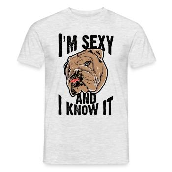 Seulement pour les vrais amateurs de bouledogue! - T-shirt homme - gris chiné - Devant - AI Model Male 178 dark (178cm)