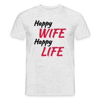 Happy wife, happy life - T-shirt homme - gris chiné - Devant - AI Model Male 178 dark (178cm)