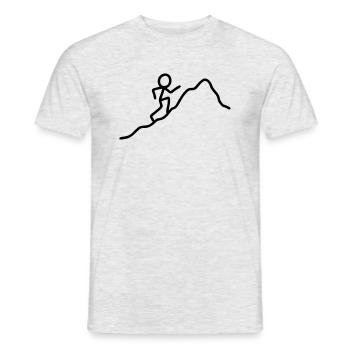 Strichmännchen Berg besteigen - Männer T-Shirt - Grau meliert - Vorne - AI Model Male 178 dark (178cm)