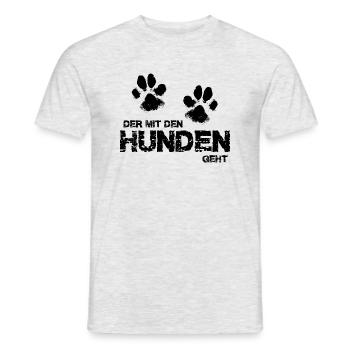 Il marche avec les chiens - T-shirt homme - gris chiné - Devant - AI Model Male 178 dark (178cm)