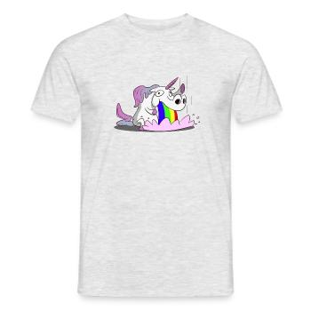 Unicorn, unicorn breaking rainbow - Men's T-Shirt - heather grey - Front - AI Model Male 178 dark (178cm)