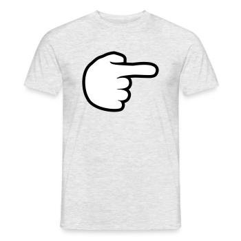main caricature pointant l'index loin à droite l - T-shirt homme - gris chiné - Devant - AI Model Male 178 dark (178cm)