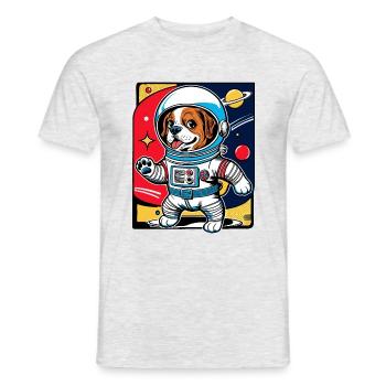 Cute dog as an astronaut in comic style - Men's T-Shirt - heather grey - Front - AI Model Male 178 dark (178cm)