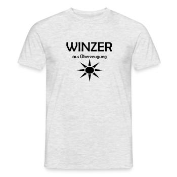 Winegrowers out of conviction - Men's T-Shirt - heather grey - Front - AI Model Male 178 dark (178cm)