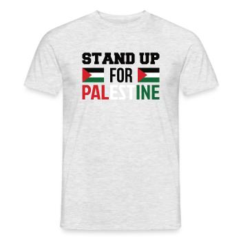 Stand up for Palestine Free Palästina Gaza - Männer T-Shirt - Grau meliert - Vorne - AI Model Male 178 dark (178cm)