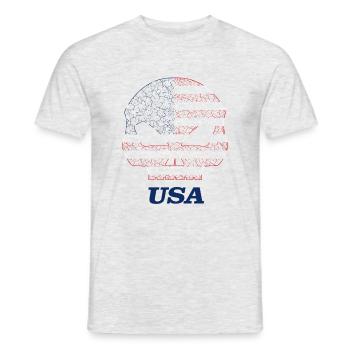 Skull flag of america USA - Männer T-Shirt - Grau meliert - Vorne - AI Model Male 178 dark (178cm)