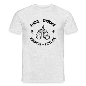 Force courage honneur fidélité | devise boxe - T-shirt homme - gris chiné - Devant - AI Model Male 178 dark (178cm)
