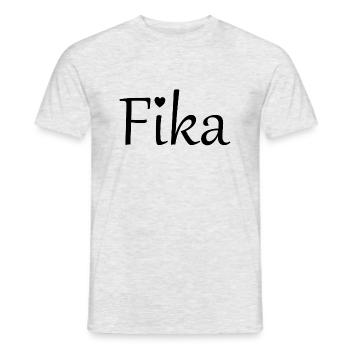 Fika Heart | Gâteau au café calme - T-shirt homme - gris chiné - Devant - AI Model Male 178 dark (178cm)