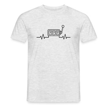 Herzfrequenz mit einem Spielautomat aus dem Casino - Männer T-Shirt - Grau meliert - Vorne - AI Model Male 178 dark (178cm)