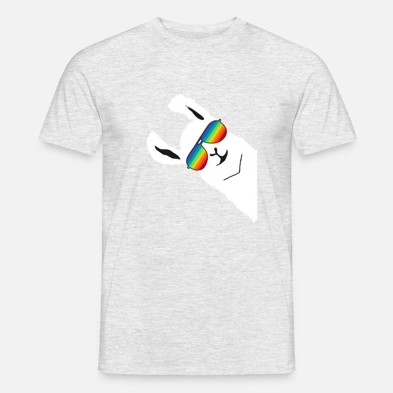 Lama Alpaka EigeneZ WEISS REGENBOGENBRILLE - Männer T-Shirt - Grau meliert