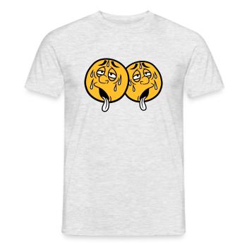 2 friends team couple face cartoon cartoon circle ru - Men's T-Shirt - heather grey - Front - AI Model Male 178 dark (178cm)