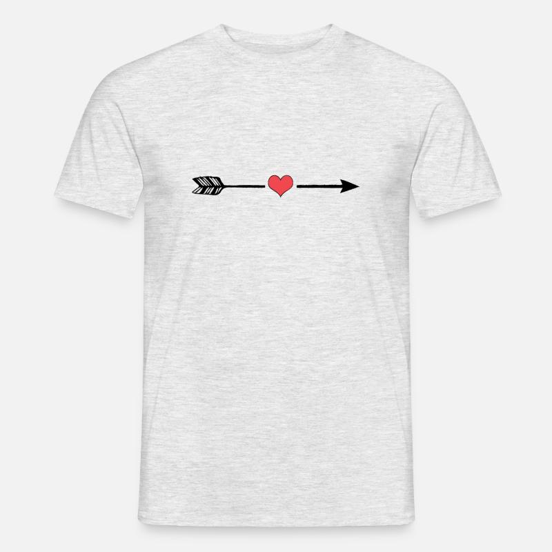 Pfeil mit Herz in der Mitte - Männer T-Shirt - Grau meliert