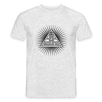 MAGIC = volonté + Immagina Transport + Trance, - T-shirt homme - gris chiné - Devant - AI Model Male 178 dark (178cm)