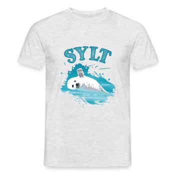 Sylt Urlaub Nordsee Insel Robbe Seehund - Männer T-Shirt - Grau meliert - Vorne - AI Model Male 178 dark (178cm)