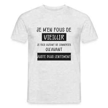 Autant de conneries qu'avant Retraite Humour - T-shirt homme - gris chiné - Devant - AI Model Male 178 dark (178cm)