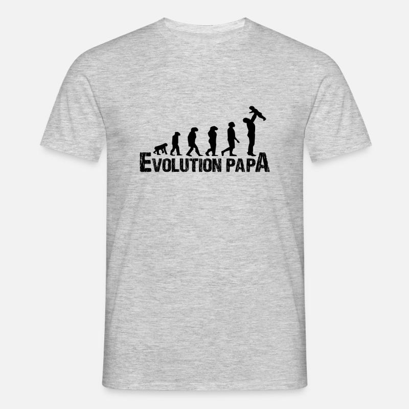 Evolution Papa - Männer T-Shirt - Grau meliert