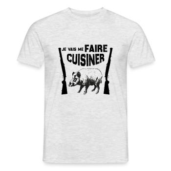 je Vais Me Faire Cuisiner Humour Chasseur - T-shirt homme - gris chiné - Devant - AI Model Male 178 dark (178cm)